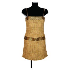 Chanel Resort 2011 Yellow Gold Tweed Fringe Dress