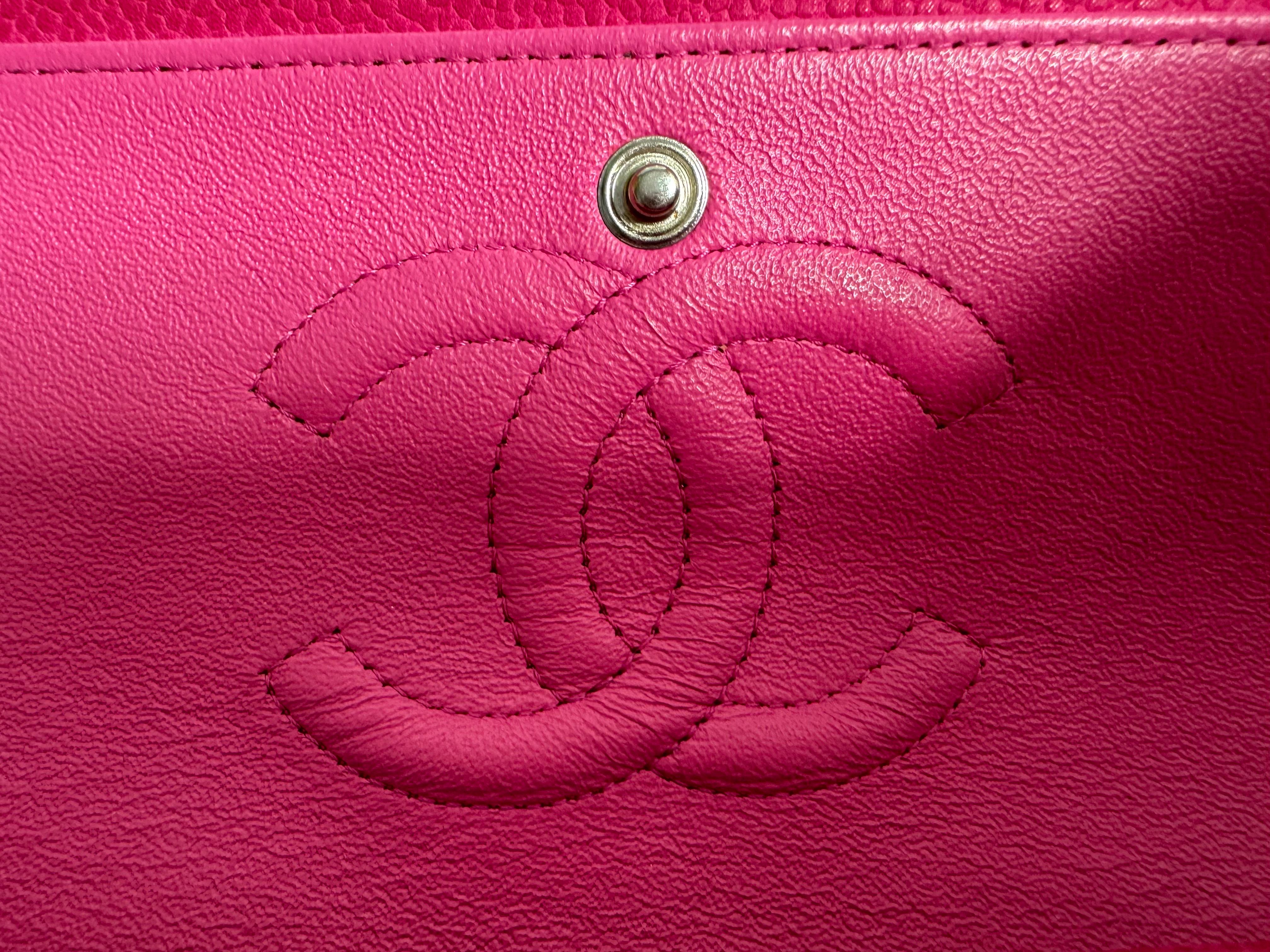 Chanel Resort 2013 Fuchsia Rosa Matt Kaviar Medium Double Flap Classic -SHW im Angebot 6