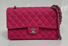 Chanel Resort 2013 Fuchsia Pink Matte Caviar Medium Double Flap Classic -SHW
