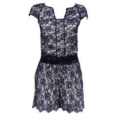 Chanel Resort 2014 Blue Lace Blouse & Shorts Set, Size FR 38