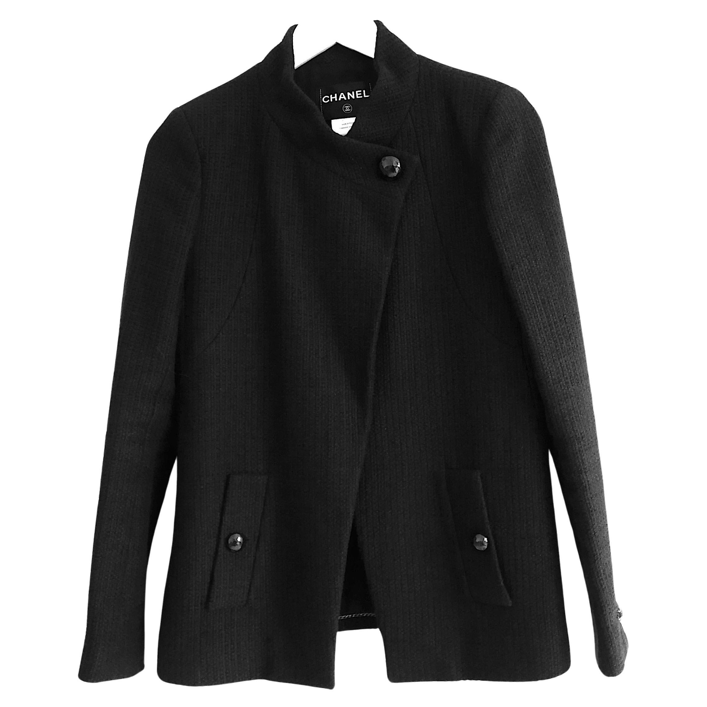Chanel Resort 2015 Black Tweed Jacket For Sale