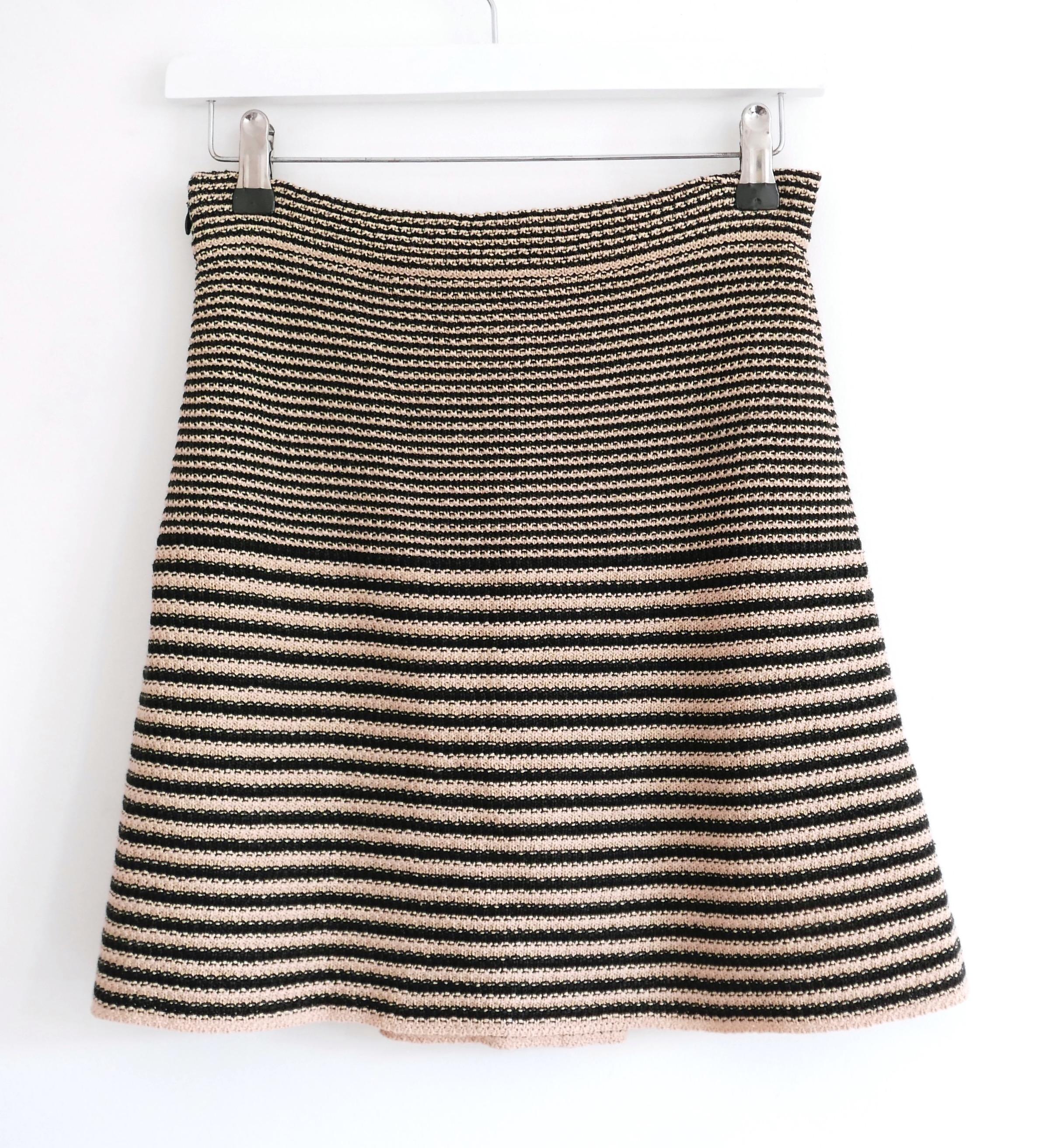 Women's Chanel Resort 2015 Paper/Cotton/Silk Knit Flared Skirt For Sale