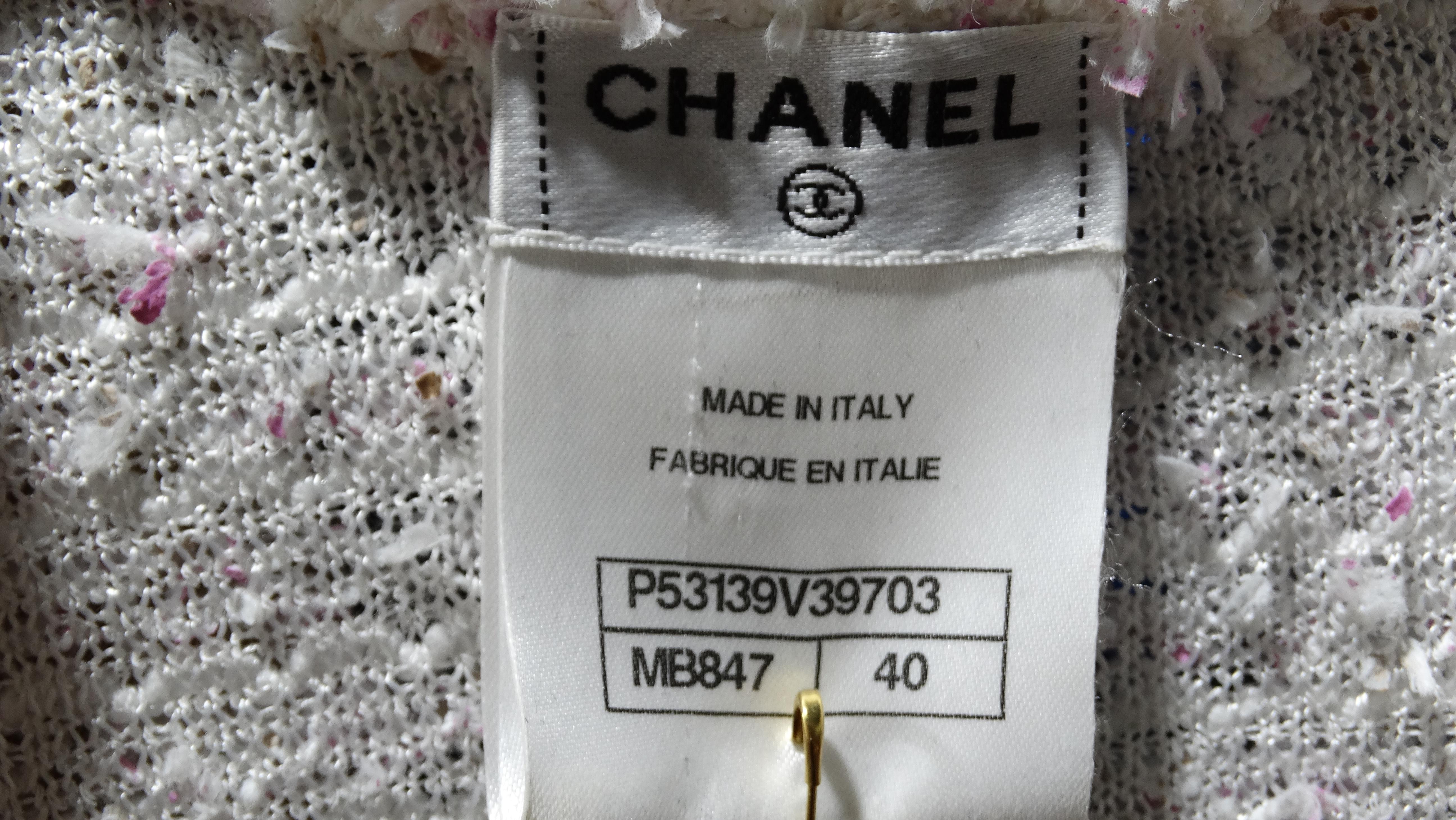Chanel Resort 2016 Pink White Tweed Tank Top For Sale 1