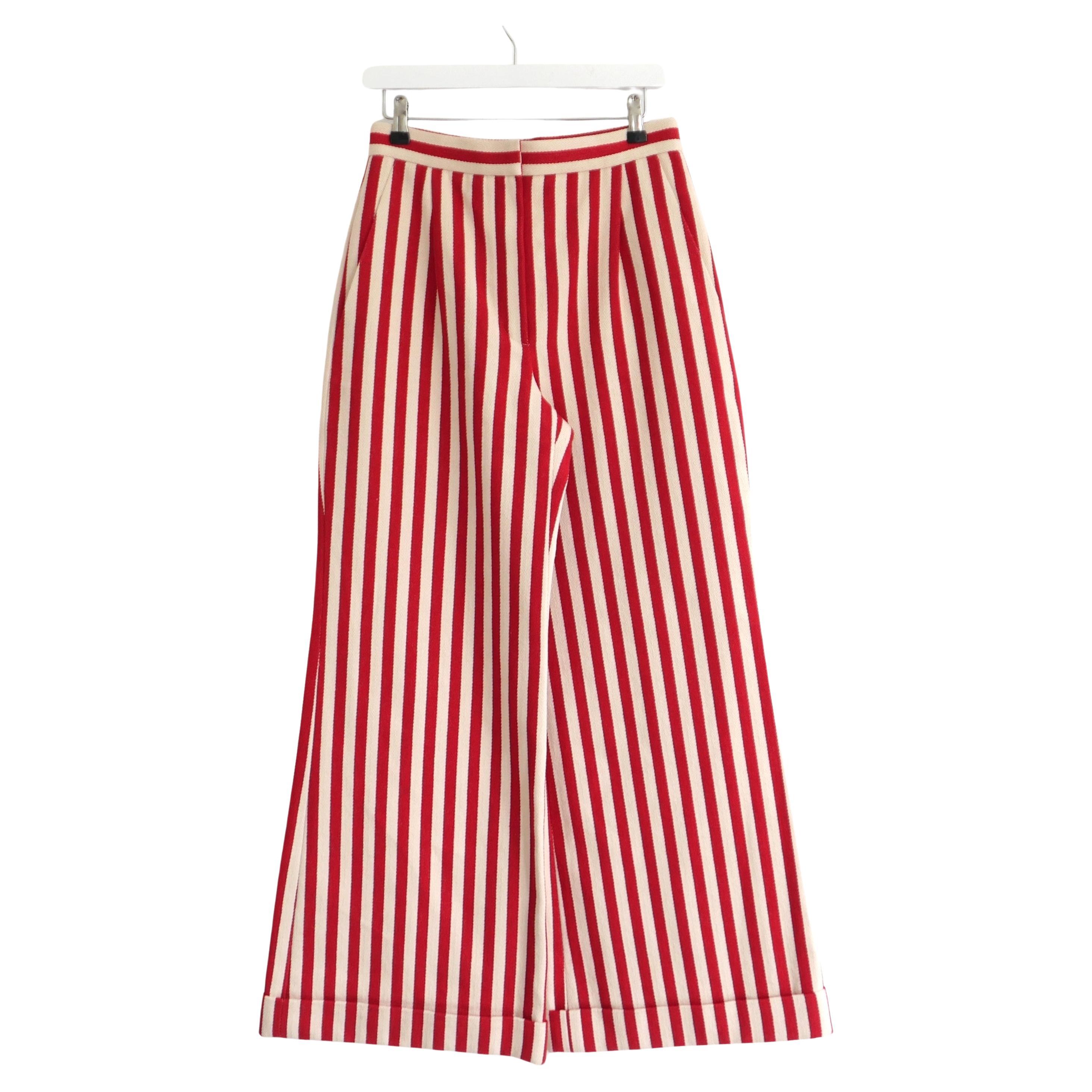 Chanel Resort 2017 Pantalones anchos de rayas rojas en venta