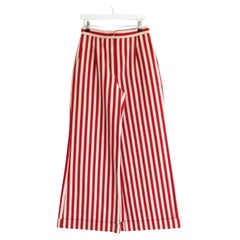 Chanel Resort 2017 Pantalones anchos de rayas rojas