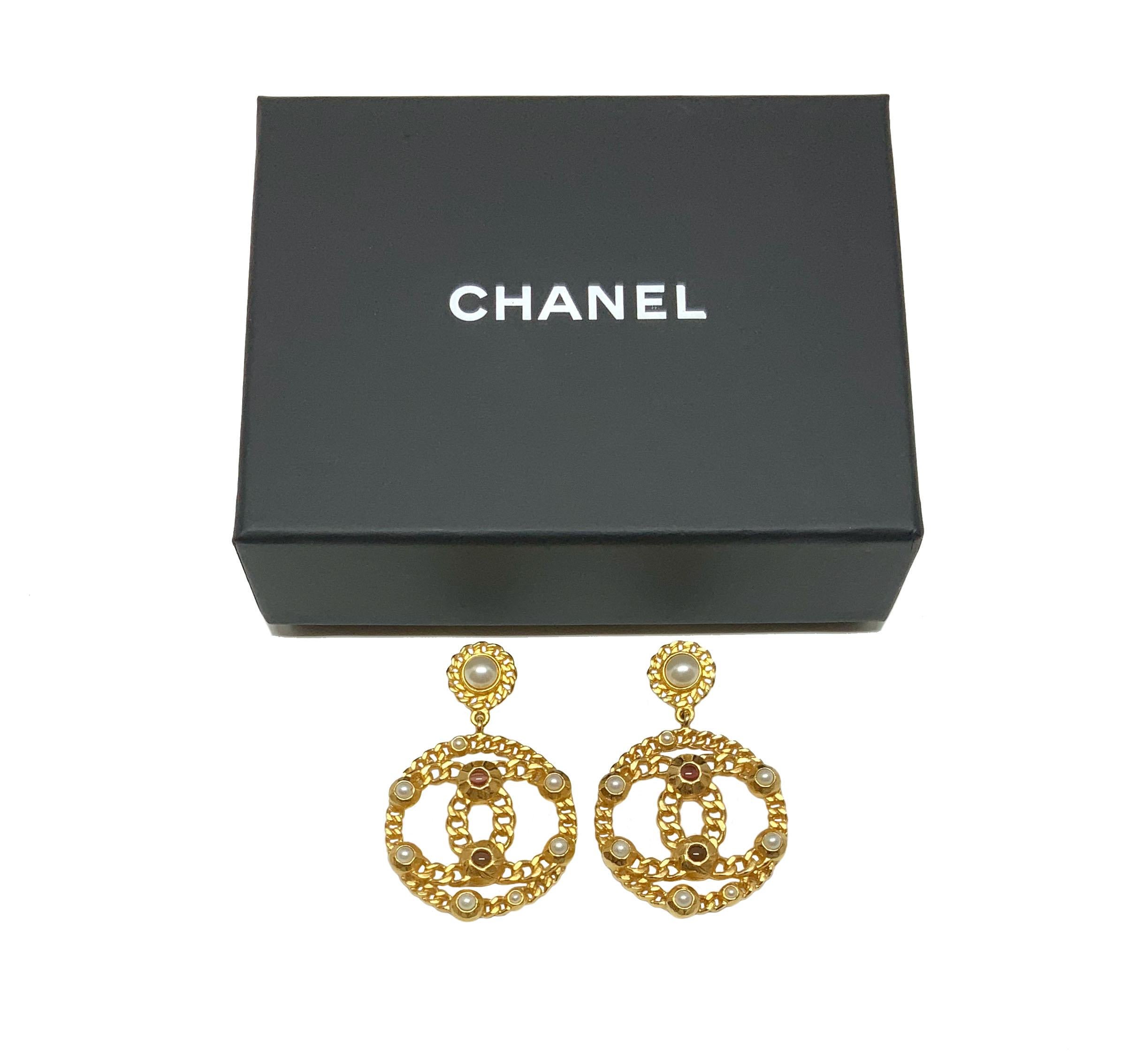 Chanel Resort 2018 Gold Tone CC Chain Drop Earrings 1