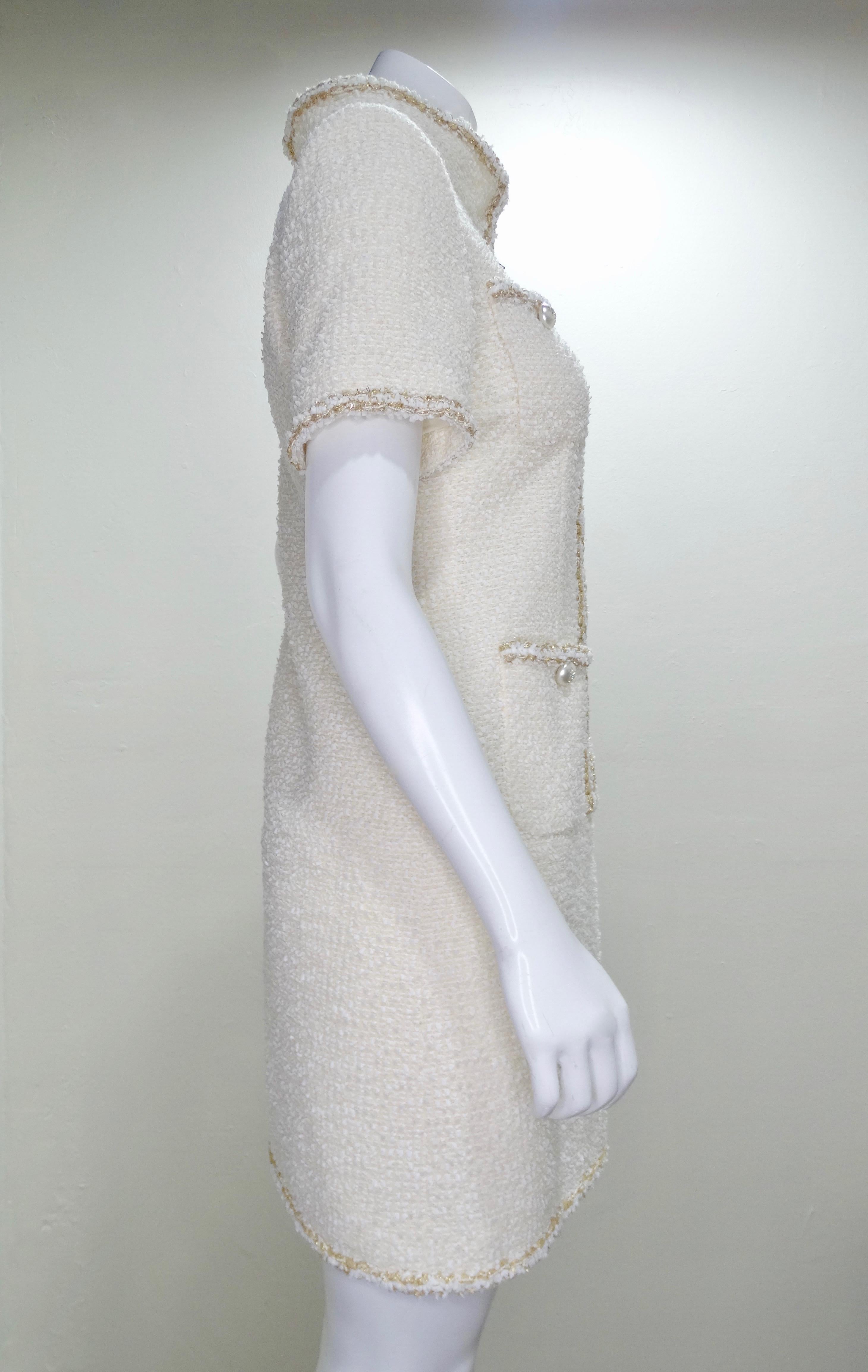 chanel white tweed dress