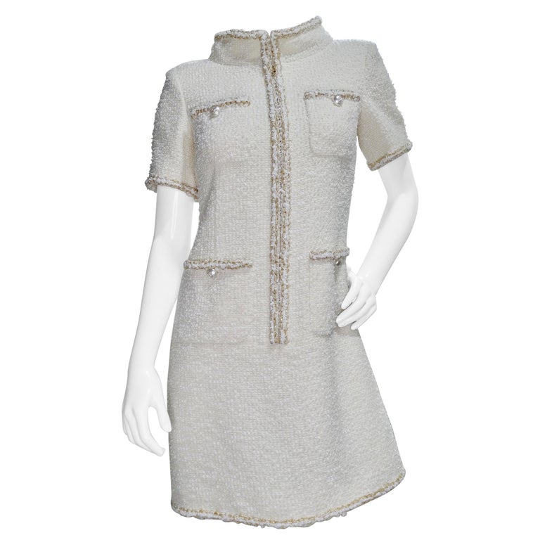 chanel white long sleeve dress
