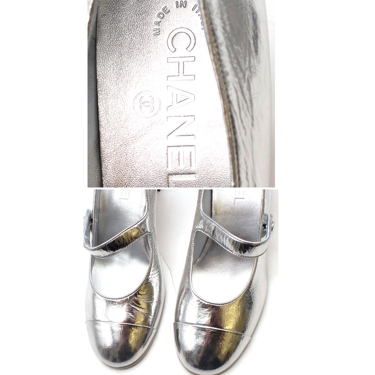 Chanel Resort 2019 Silver Mary Jane Pumps 40 1