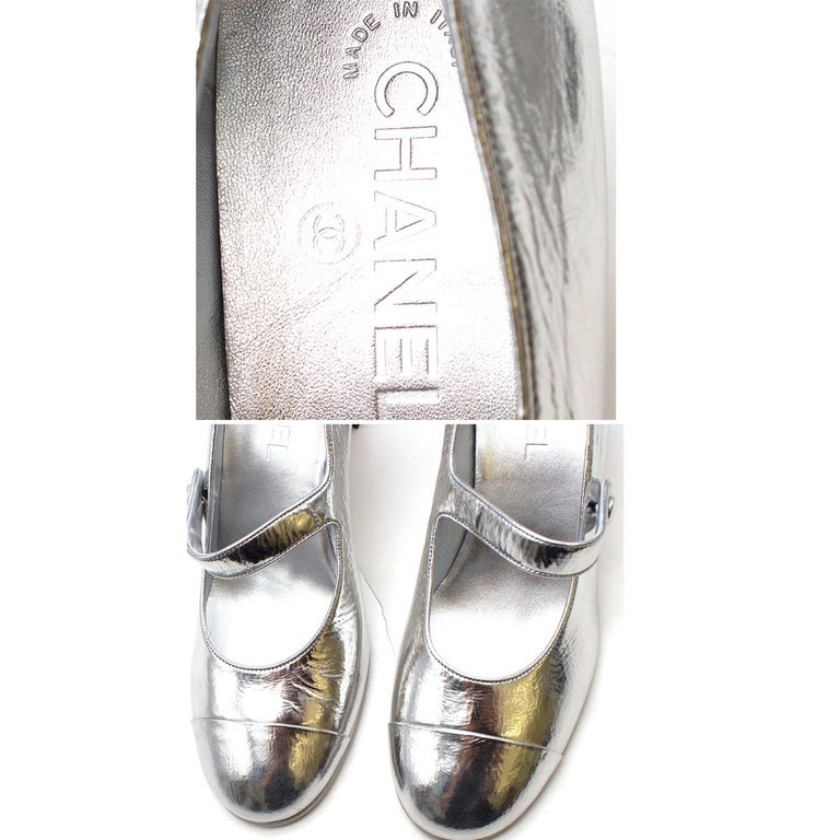 Chanel Resort 2019 Silver Mary Jane Pumps 40 at 1stDibs chanel silver — free download