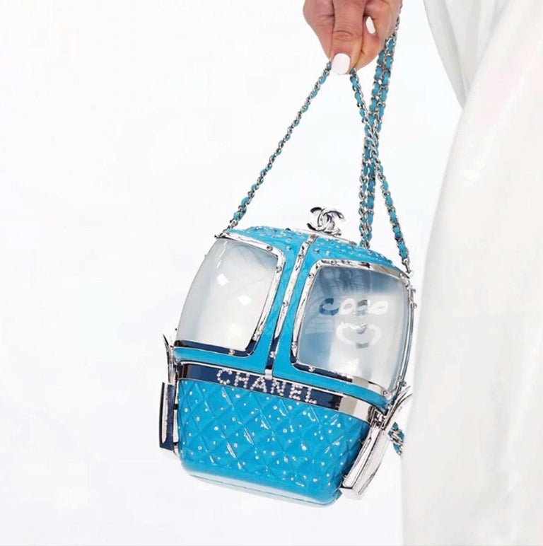 Chanel Resort 2019 Ski Gondola Turquoise Runway Swarovski Minaudière Bag