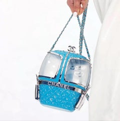 Chanel Resort 2019 Ski Gondola Turquoise Runway Swarovski Minaudière Bag