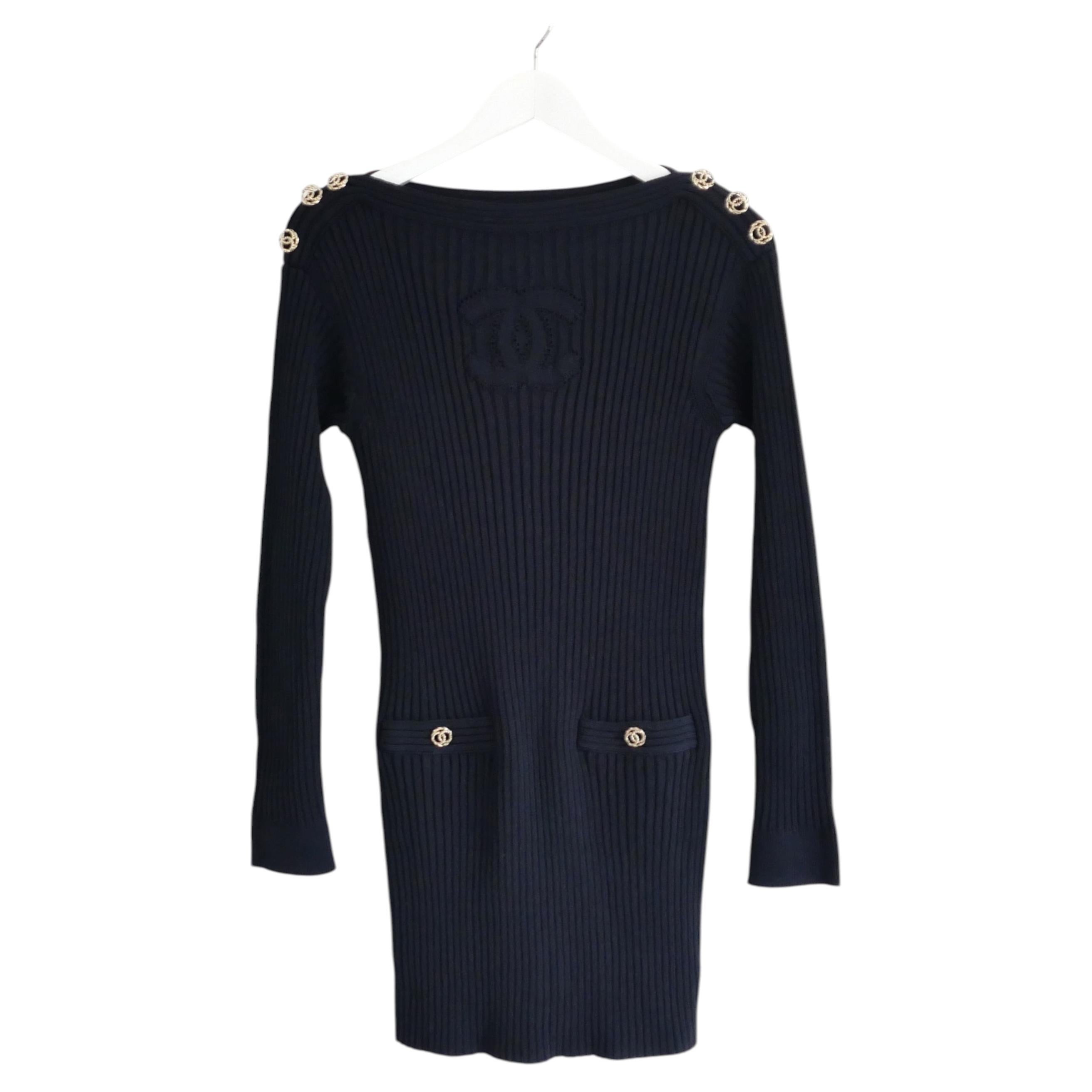 Chanel Resort 2020 20P CC Logo Sweater Dress