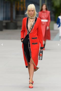 Chanel Resort 2020 Coral Red Cashmere CC Cardigan, Runway Look 35 Reference