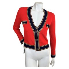 Chanel Resort 2020 Coral Red Cashmere CC Cardigan, Runway Look 35 Reference