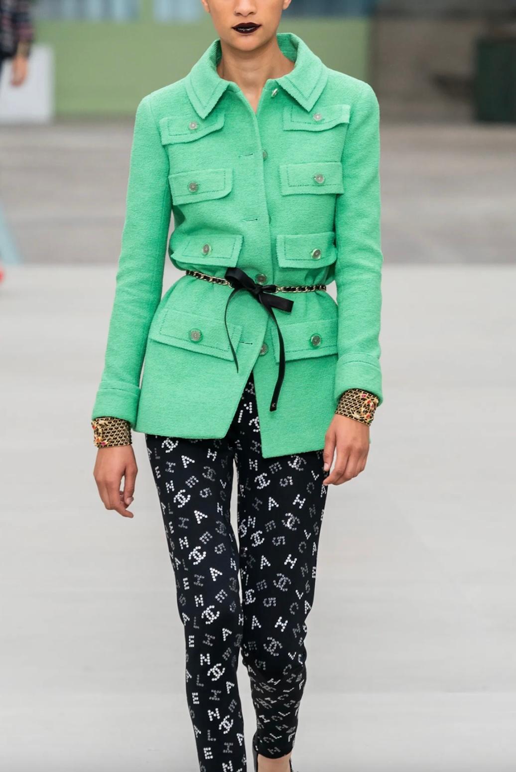 Black Chanel Resort 2020 Runway Chain Belt in Leather and Matte Champagne Gold Vermeil