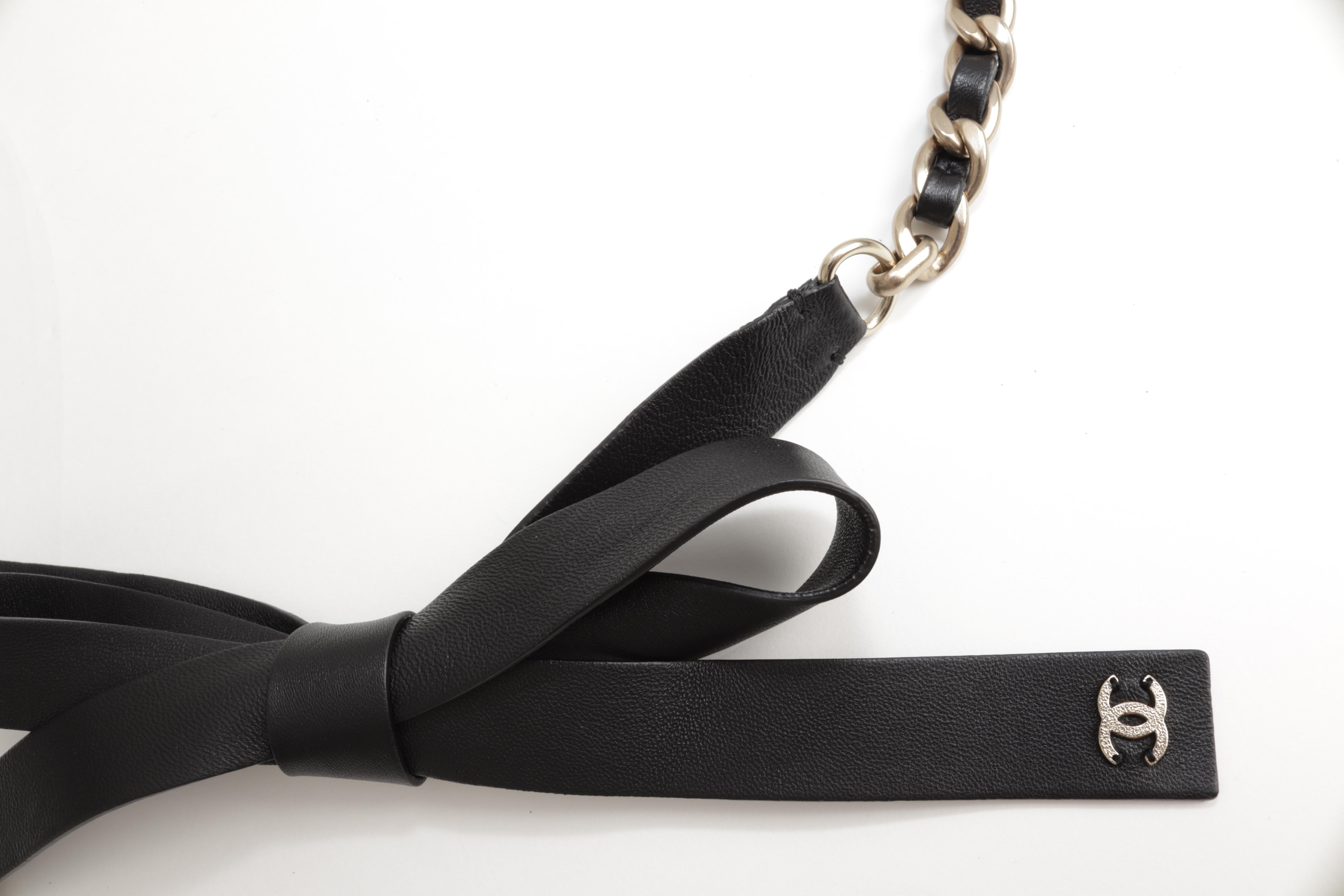 Chanel Resort 2020 Runway Chain Belt in Leather and Matte Champagne Gold Vermeil 1