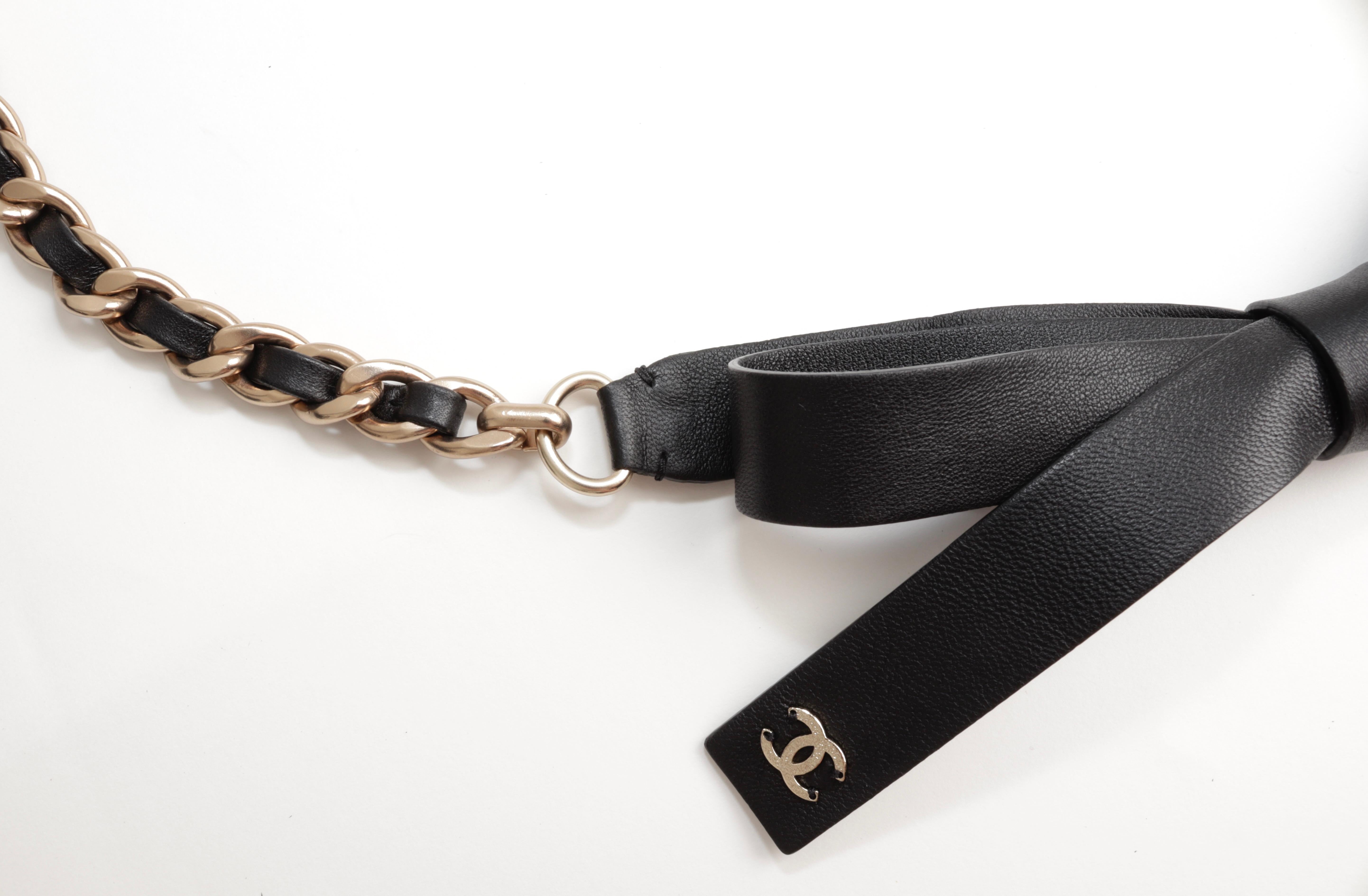 Chanel Resort 2020 Runway Chain Belt in Leather and Matte Champagne Gold Vermeil 2