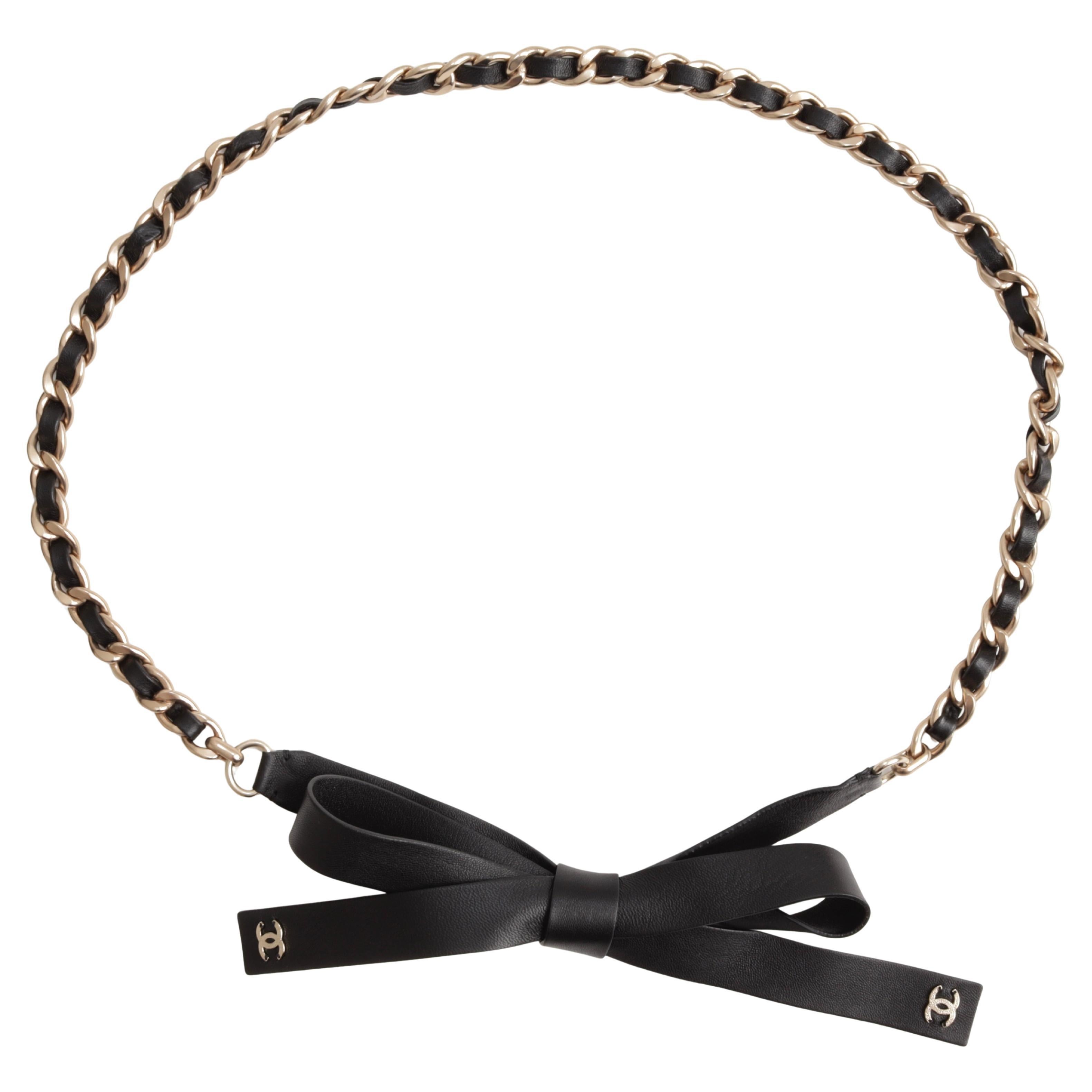 Chanel Resort 2020 Runway Chain Belt in Leather and Matte Champagne Gold Vermeil