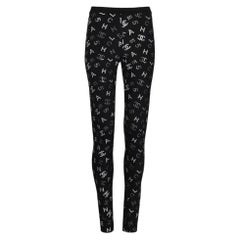 Chanel Resort 2020 Runway Logo Slim Black Trousers Leggings with Sequins 36 FR
