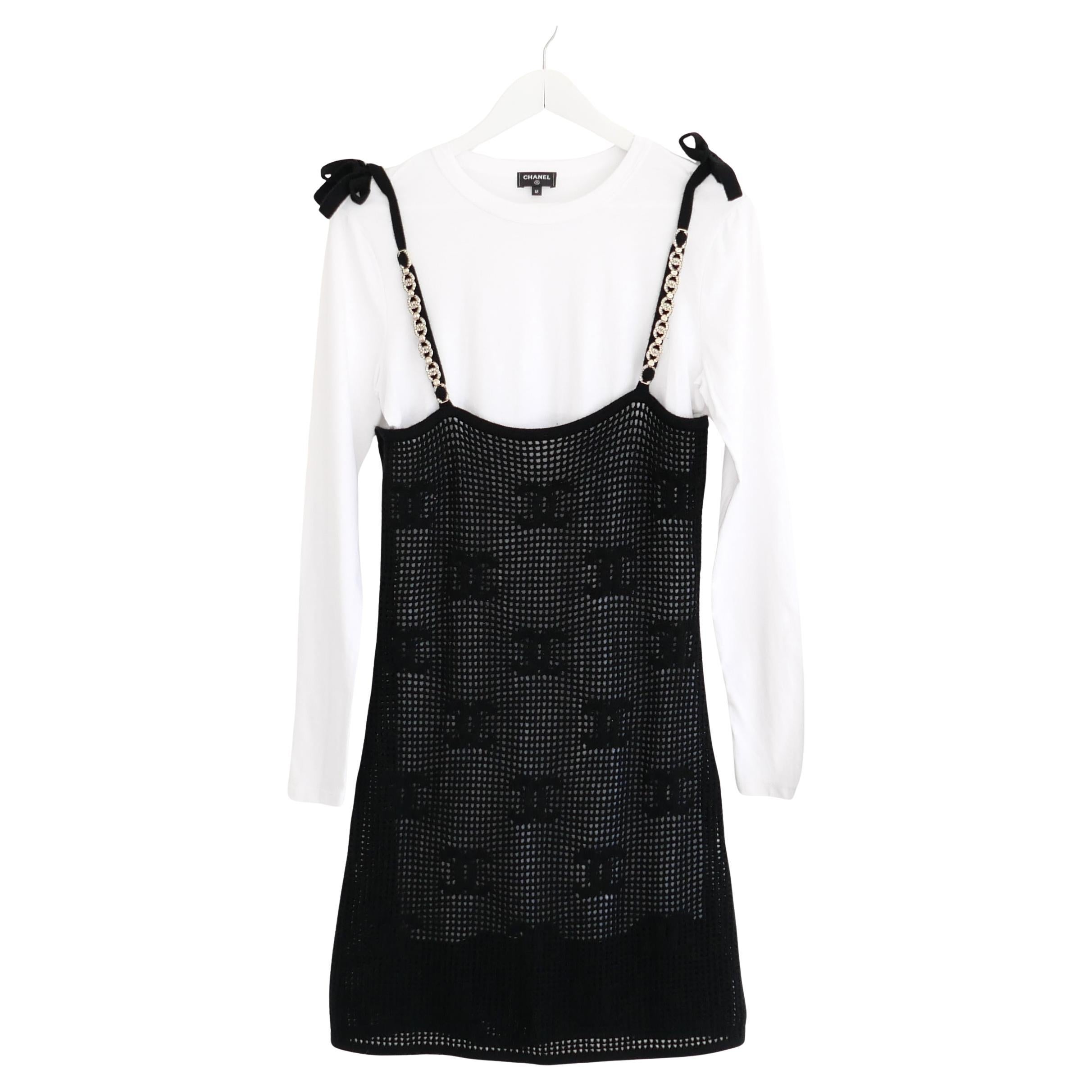 Chanel Resort 2022 Logo Knit T-Shirt Layered Dress