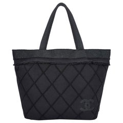 Chanel Resort Summer Denim Diamond Stitch Fringe Beach Shopping Tote
