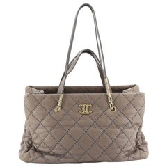 Chanel Retro Chain Zip Satchel Quilted Calfskin Large