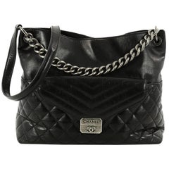 Chanel Retro Clasp Hobo Quilted Glazed Calfskin Medium