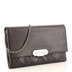 Chanel Retro Label Chain Clutch Gestepptes Lammleder