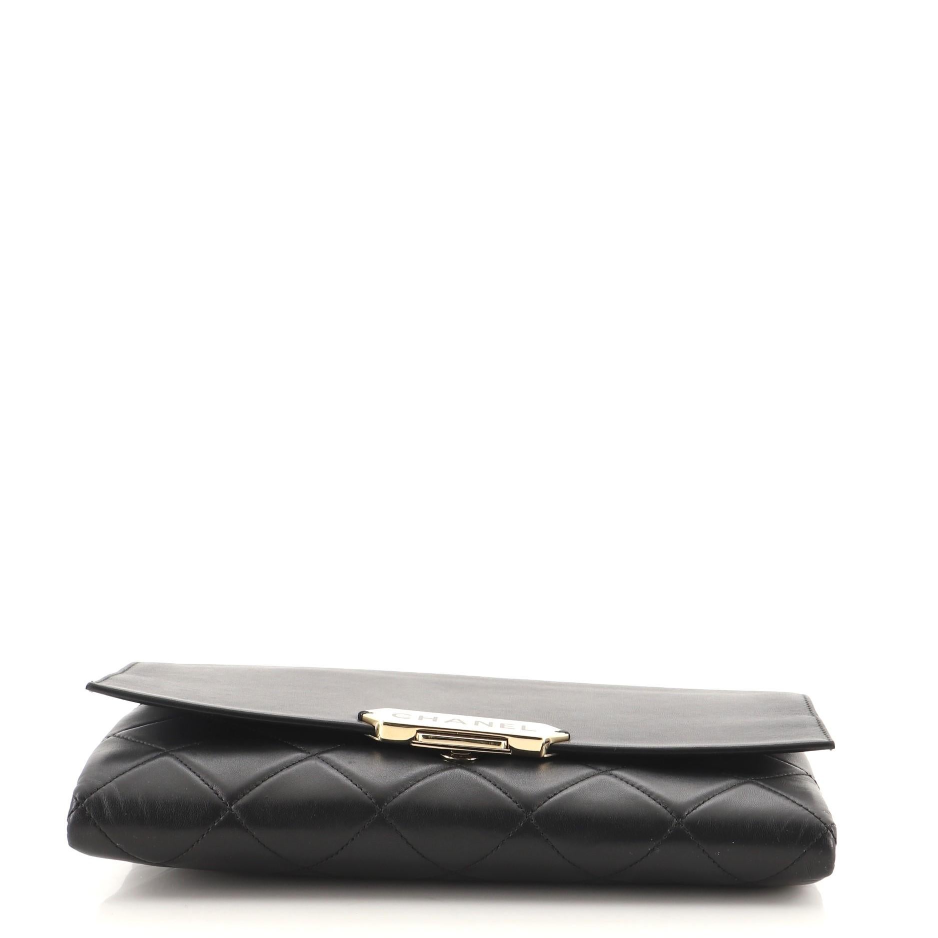 Women's or Men's Chanel Retro Label Chain Clutch Quilted Lambskin