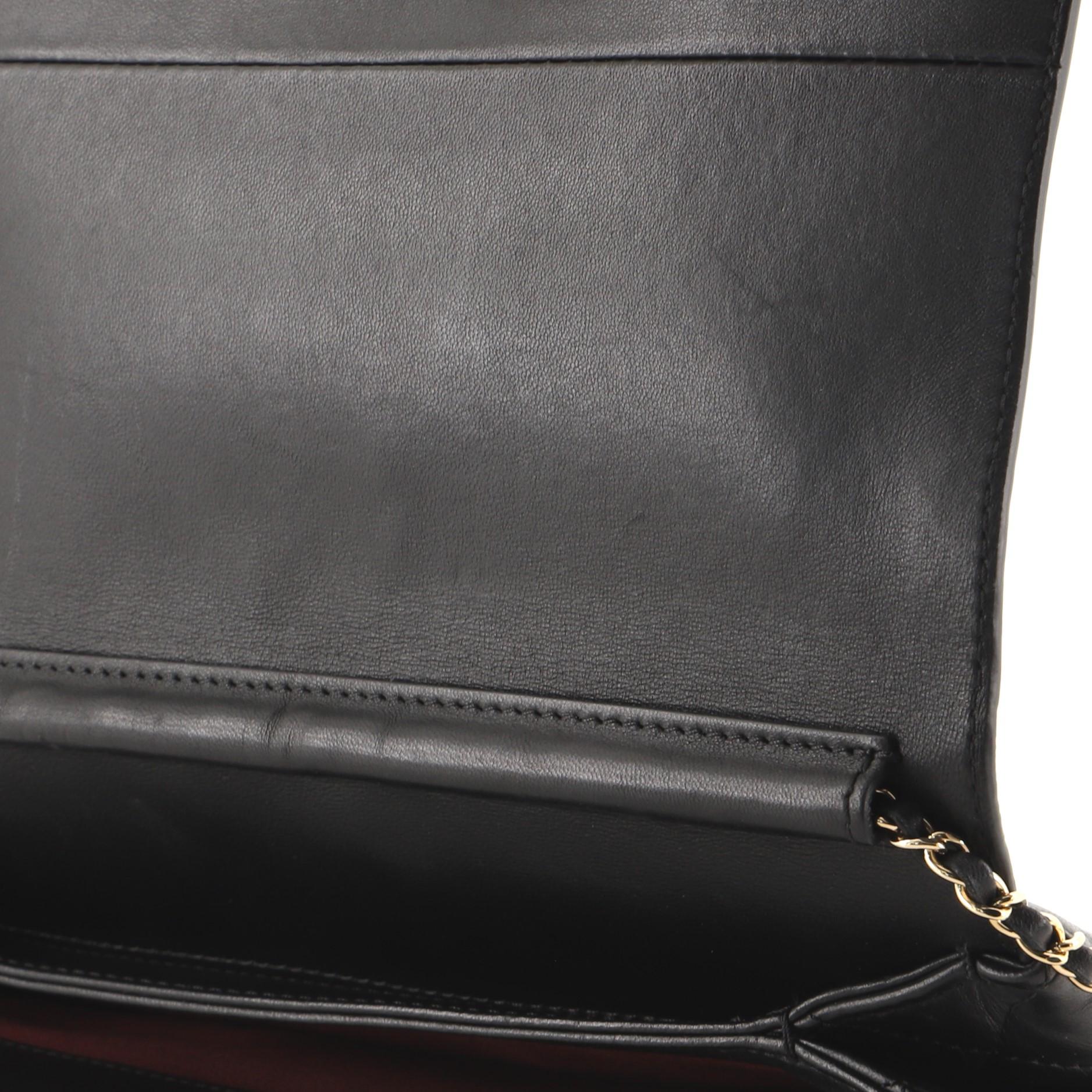 Chanel Retro Label Chain Clutch Quilted Lambskin 2