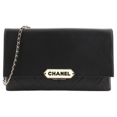 Chanel Retro Label Chain Clutch Quilted Lambskin