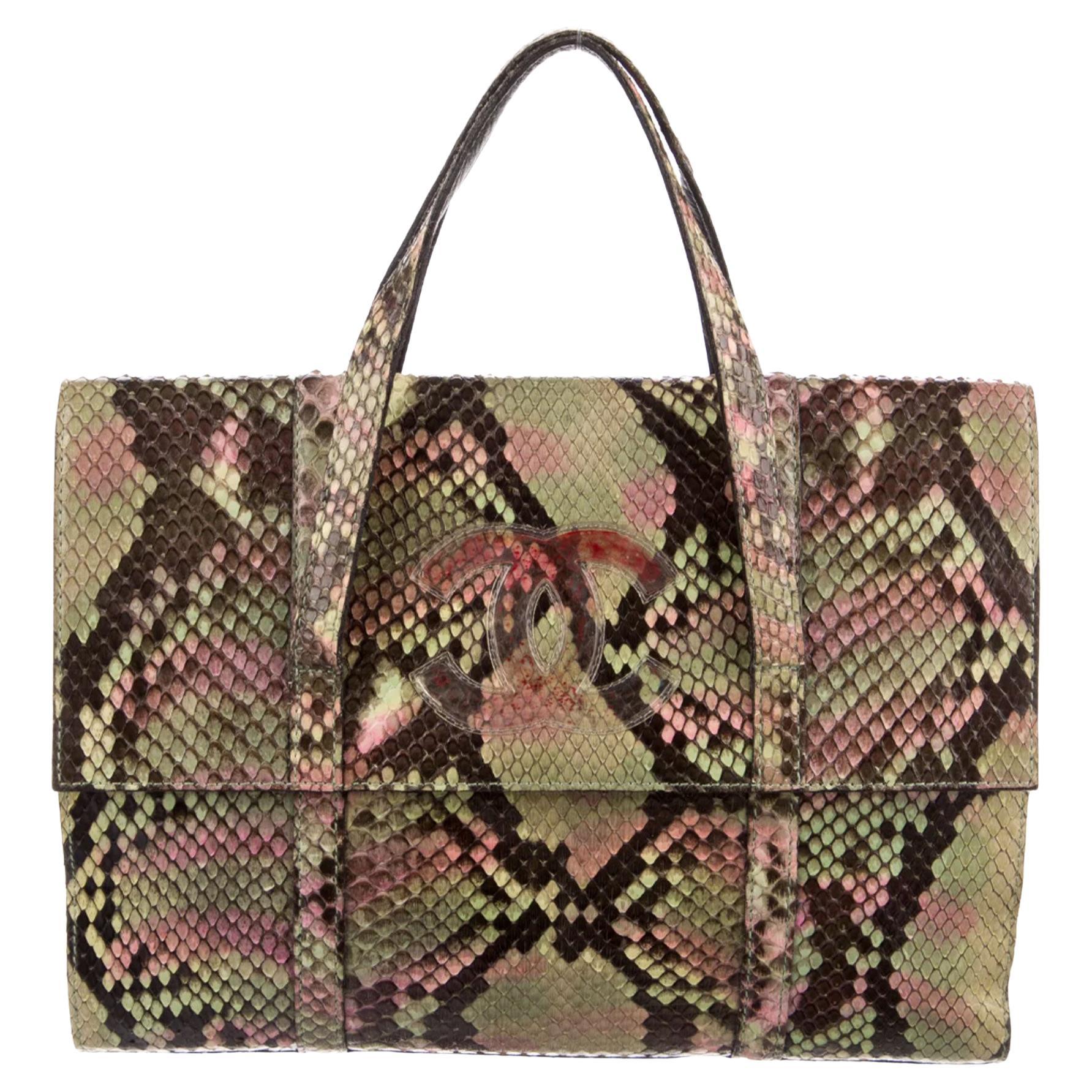 Top Handle Chanel Python Bag Chanel Retro Y2K Python Snake Skin Mini Clutch For Sale at 1stDibs