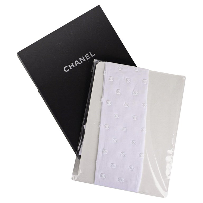 Chanel Cc Logo Tights - 2 For Sale on 1stDibs  white chanel stockings, cc  tights, chanel white stockings