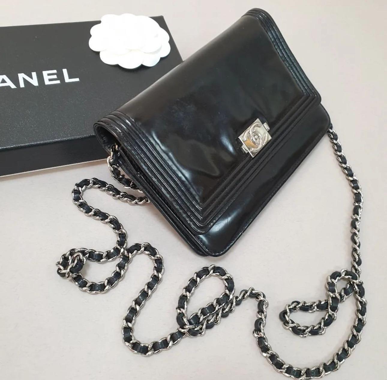 Women's Chanel Reverse Boy Gloss Leather WOC For Sale