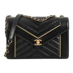 Chanel Reversed Flap Bag Chevron Lambskin Medium