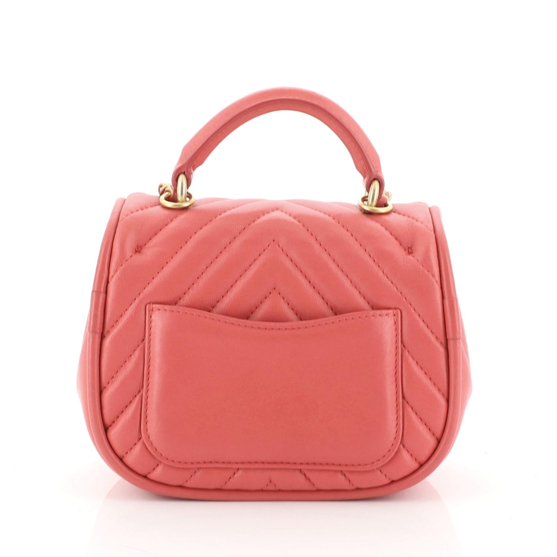 Chanel Reversed Round Flap Bag Chevron Lambskin Mini at 1stDibs