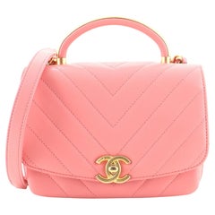 Chanel Reversed Round Flap Bag Chevron Lambskin Small