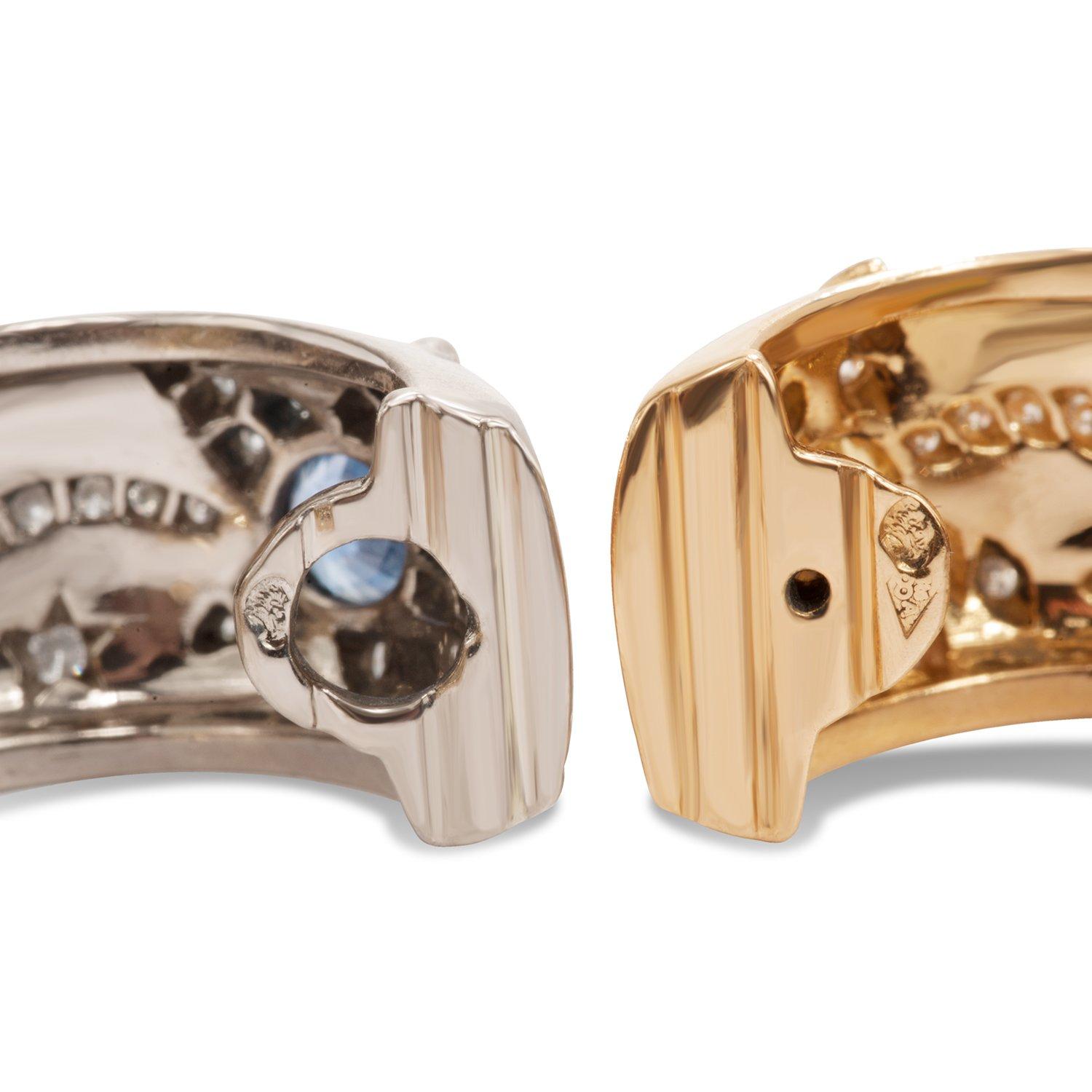 Clips d'oreilles Chanel en forme de comète réversibles en or 18 carats avec diamants, saphirs jaunes et bleus Pour femmes en vente