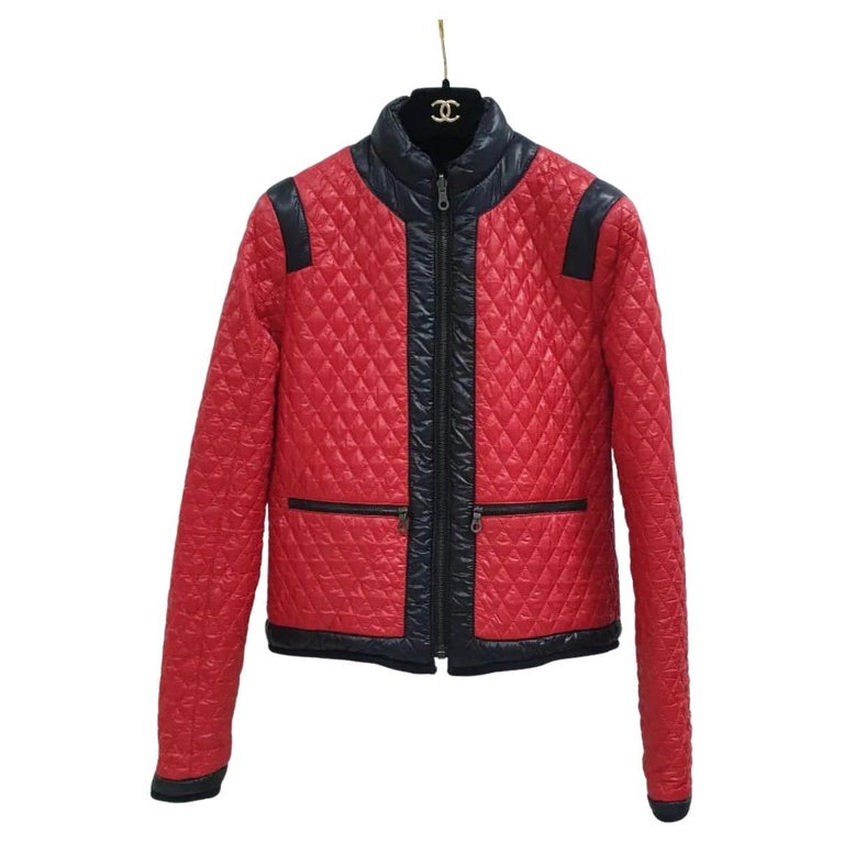 Chanel Reversible Red Black CC Logo Puffer Jacket For Sale at 1stDibs