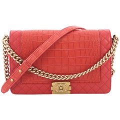 Chanel Reverso Boy Flap Bag Alligator and Calfskin New Medium