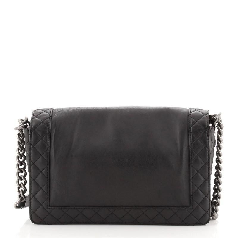 Black Chanel Reverso Boy Flap Bag Calfskin New Medium