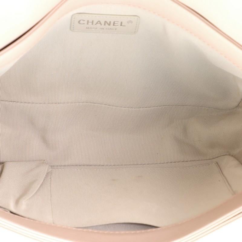Beige Chanel Reverso Boy Flap Bag Calfskin New Medium