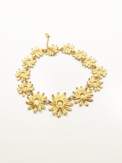 VINTAGE Kenzo Gerbera Flower Choker in Gold RARE