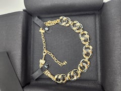CHANEL Rhinestone 2021 Gold CC Interlocking Choker Necklace
