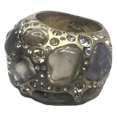 Chanel Rhinestone And Purple Glass Paste Size 50 Ring