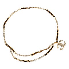 Chanel Rhinestone belt / necklace with Black and Gold Chain