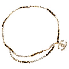 Chanel Rhinestone belt / necklace with Black and Gold Chain