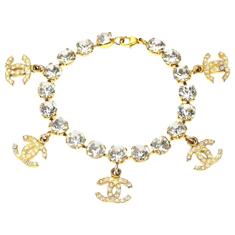 Rhinestone CC Chain Bracelet