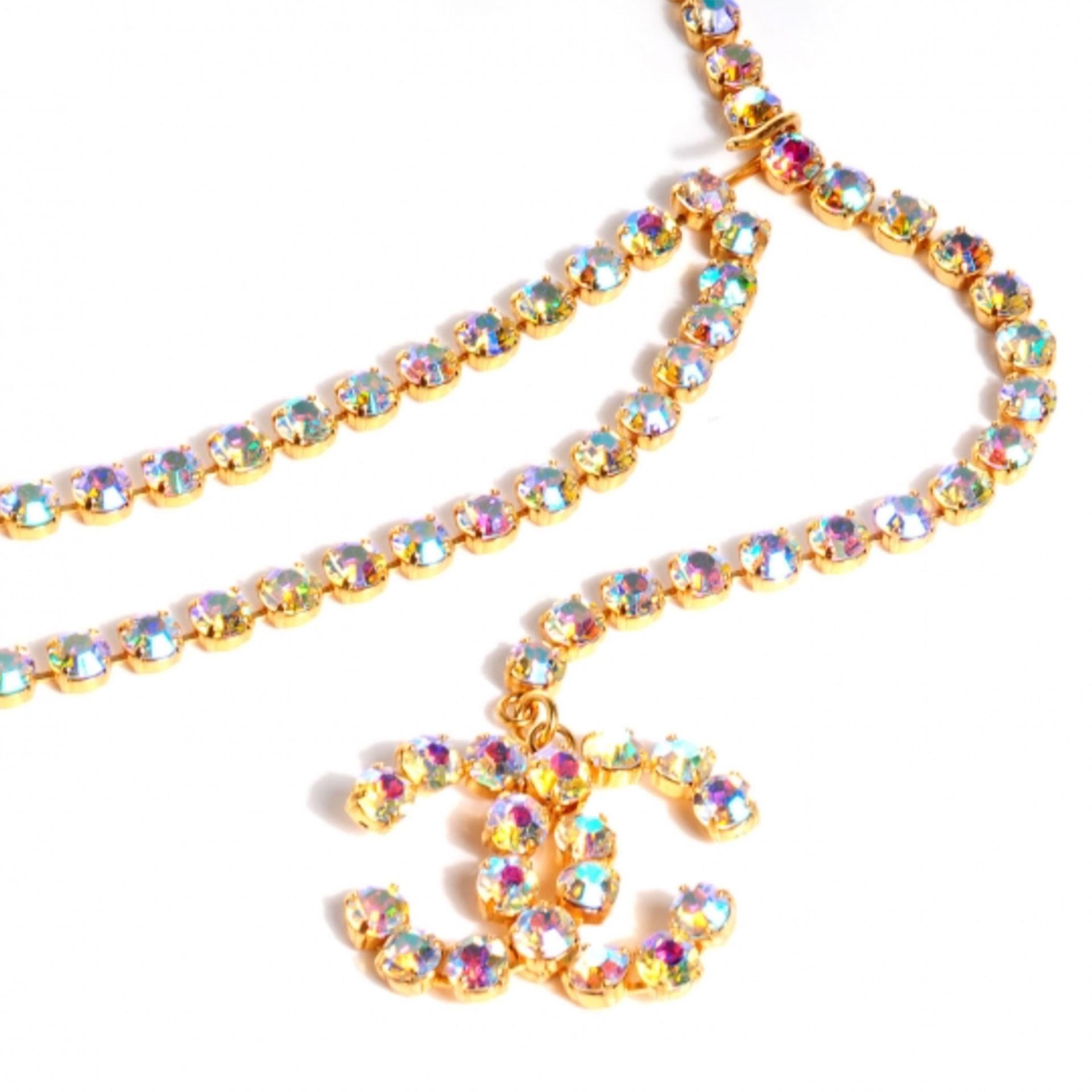 Chanel Rhinestone Diamond Barbie Double Strand CC Belt For Sale 3